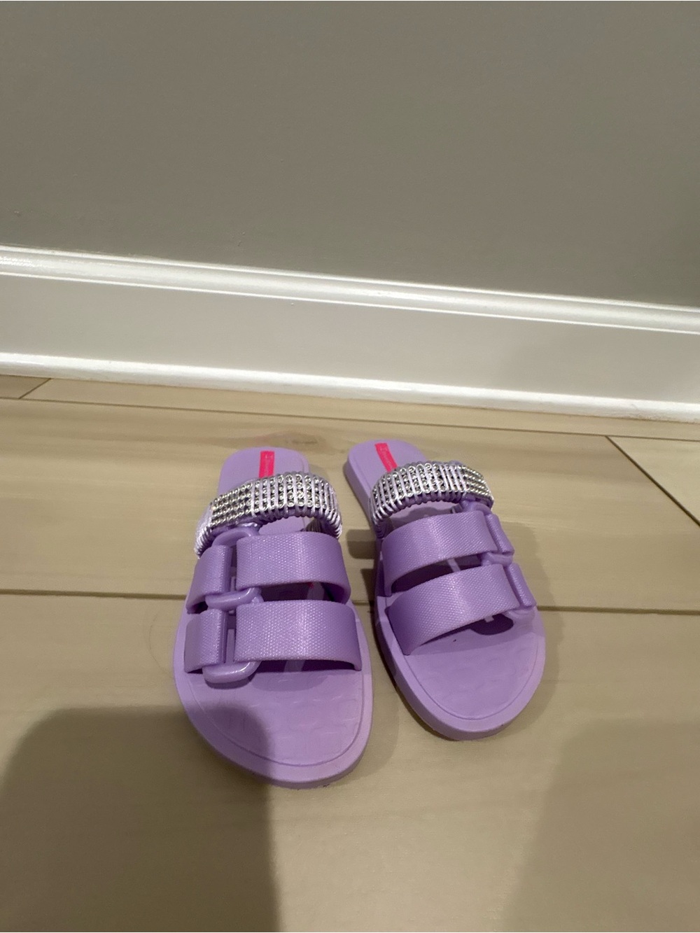 Ipanema Kids Purple Rhinestone Slide Sandals Size 11 Semijoia Nova Bling Straps